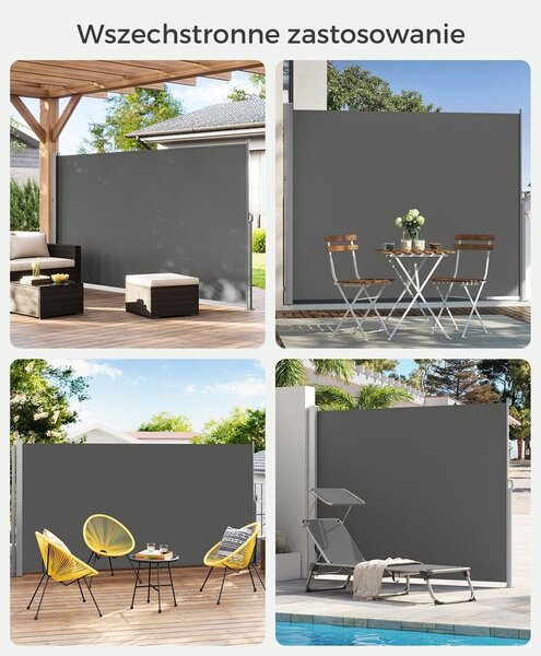Markiza boczna HORIZON na taras, 160x300cm, szary SongmicsHome