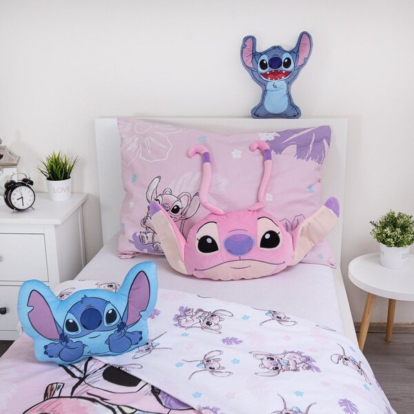 Polarowa poduszka dziecięca 41x32 cm Lilo and Stitch "Angel Pink" – Jerry Fabrics