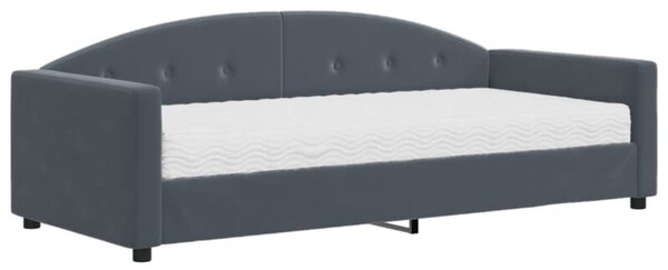 Sofa z materacem do spania, ciemnoszara, 90x190 cm, aksamit