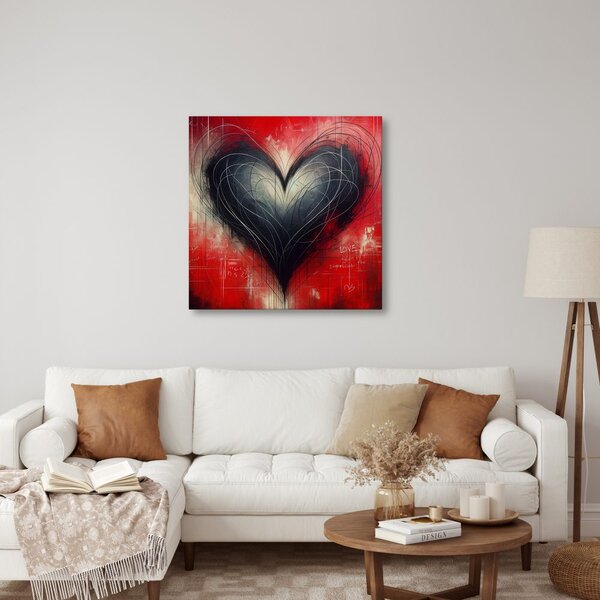 Obraz czarno-białe serce w chaosie