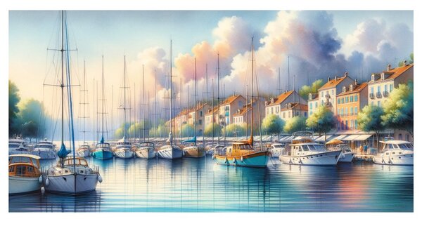 Obraz port z kolorowymi domami