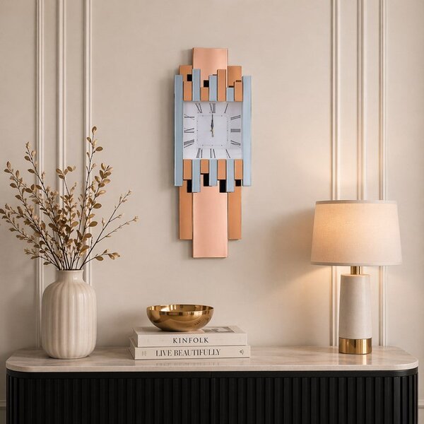 Zegar ścienny prostokątny glamour lustrzany 36x105 cm C-0638