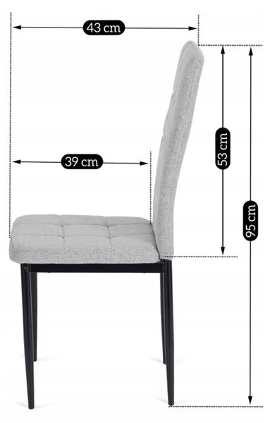 Zestaw 6x Krzesło Tapicerowane do Jadalni TEX Szare Nowoczesne Loft