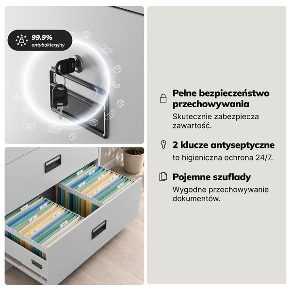 Szafa kartotekowa metalowa z 4 szufladami szara, 900x1320x600 mm: SARA XL V4