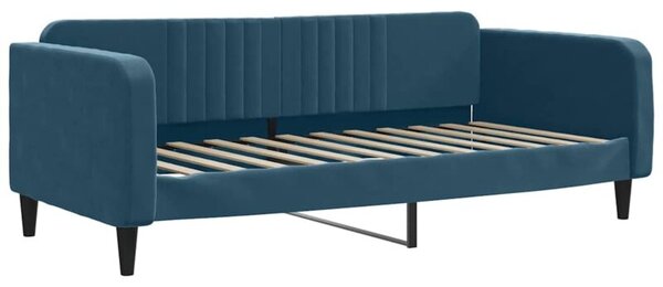 Sofa z funkcją spania, niebieska, 90x200 cm, obita aksamitem