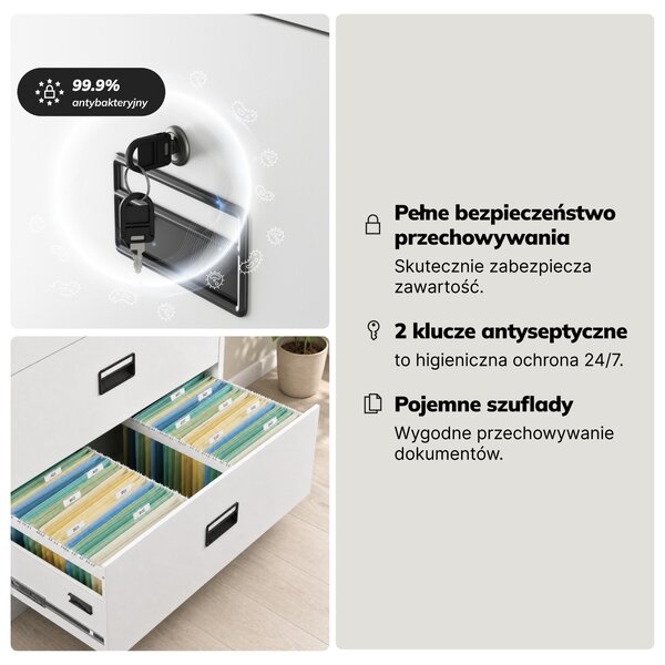 Szafa kartotekowa metalowa z 5 szufladami biała, 900x1620x600 mm: SARA XL V5