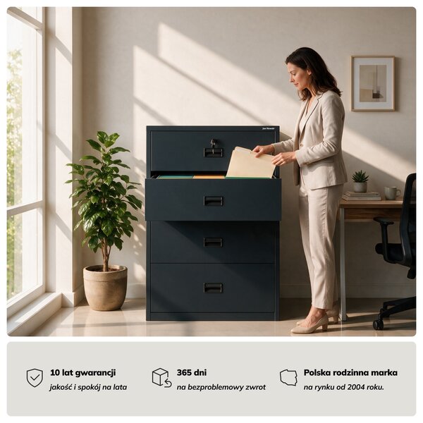 Szafa kartotekowa metalowa z 4 szufladami antracytowa, 900x1320x600 mm: SARA XL V4