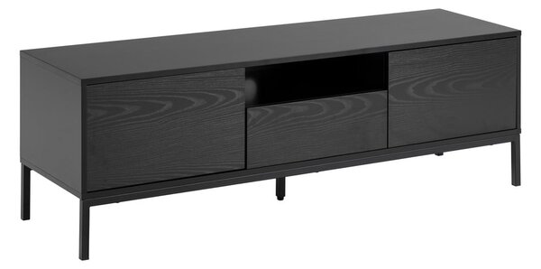 Czarna szafka pod TV w dekorze jesionu 140x45 cm Seaford – Actona