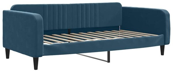 Sofa z funkcją spania, niebieska, 100x200 cm, obita aksamitem
