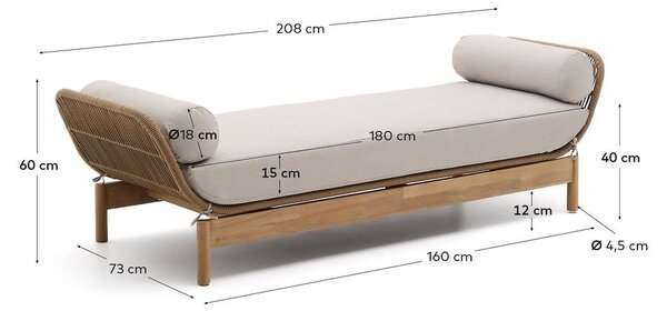 Sofa ogrodowa z litego drewna akacjowego w naturalnym kolorze Catalina – Kave Home