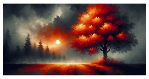 Obraz drzewo życia o zachodzie