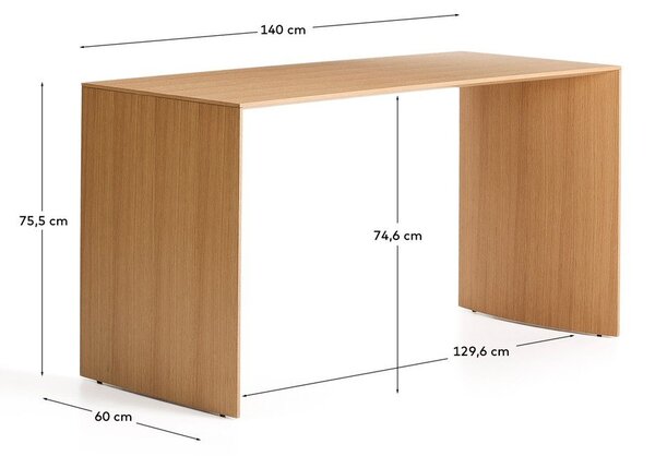 Biurko w dekorze dębu 60x140 cm Litto – Kave Home