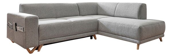 Jasnoszary rozkładany/ze schowkiem narożnik (prawostronny/w kształcie litery L) Classy Sophie – Miuform