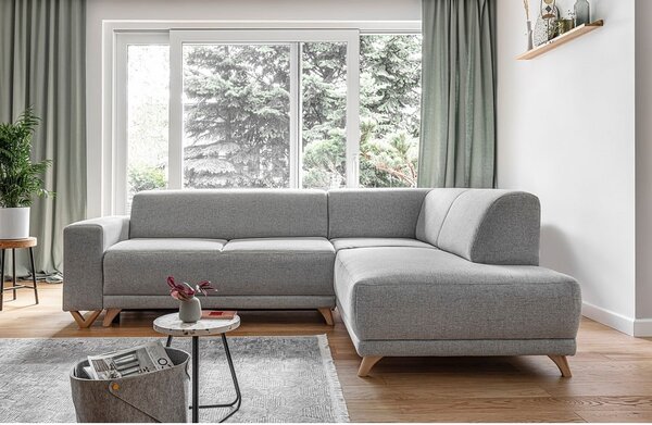 Jasnoszary rozkładany/ze schowkiem narożnik (prawostronny/w kształcie litery L) Classy Sophie – Miuform