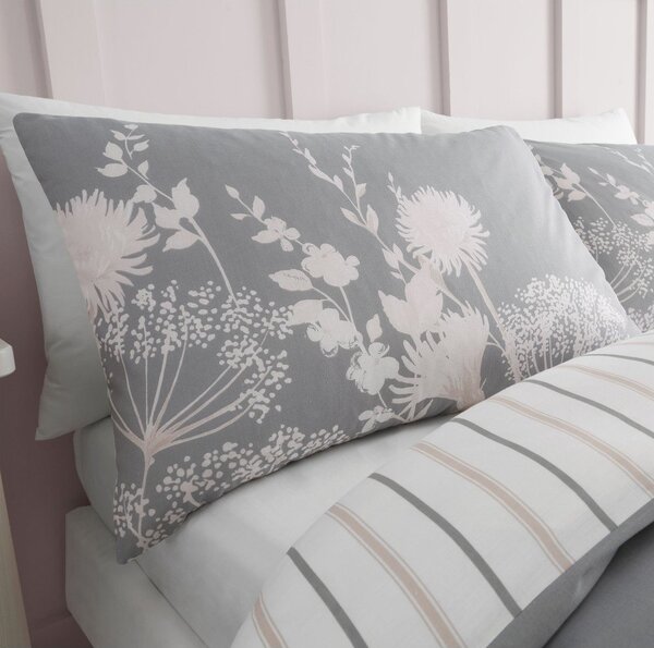 Szara pościel jednoosobowa 135x200 cm Meadowsweet Floral – Catherine Lansfield