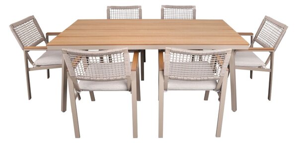 Zestaw ogrodowy 6 osobowy Santos, aluminiowy, taupe, stół i krzesła