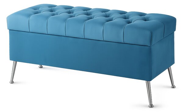 Pikowana Pufa ze schowkiem Max Turquoise