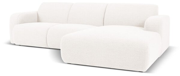 Biały narożnik z materiału bouclé (prawostronny) Molino – Micadoni Home