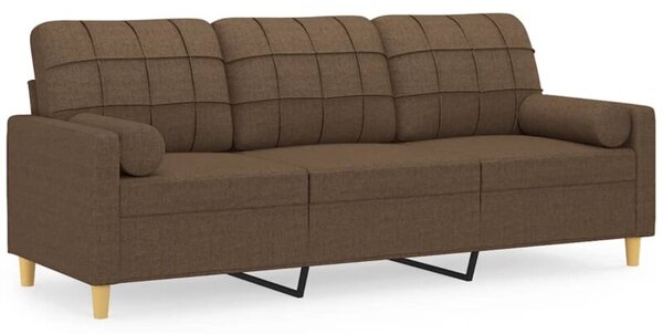 Sofa 3-osobowa z poduszkami, brÄ zowa, 180 cm, tkanina
