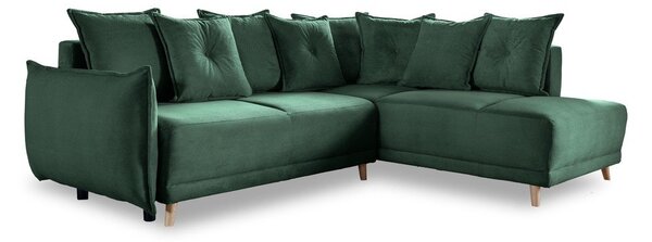Zielony sztruksowy rozkładany narożnik (prawostronny) Lazy Lukka – Miuform