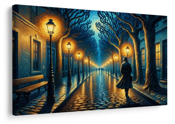 Obraz nocna ulica z lampami