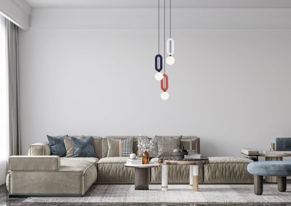 MASSO lampa wisząca klosz biały czerwony niebieski i jasnoszary filc 3xG9 wykończenie czarne PND-59839-3-MLTI
