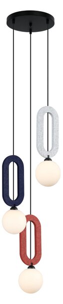 MASSO lampa wisząca klosz biały czerwony niebieski i jasnoszary filc 3xG9 wykończenie czarne PND-59839-3-MLTI