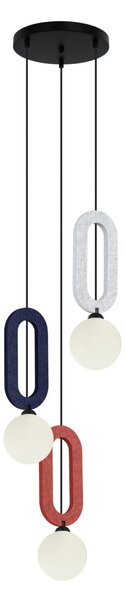 MASSO lampa wisząca klosz biały czerwony niebieski i jasnoszary filc 3xG9 wykończenie czarne PND-59839-3-MLTI