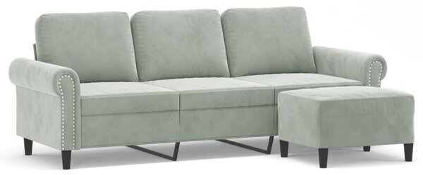 Sofa 3-osobowa z podnÃ³Å¼kiem, jasnoszara, 180 cm, aksamit