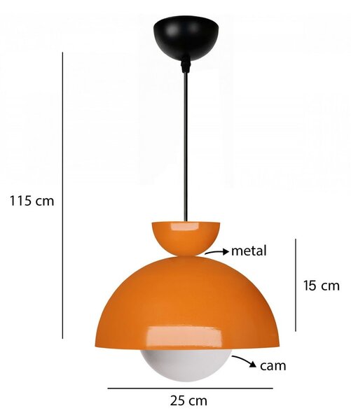 Pomarańczowa lampa wisząca z metalowym kloszem ø 25 cm Arta – Opviq lights