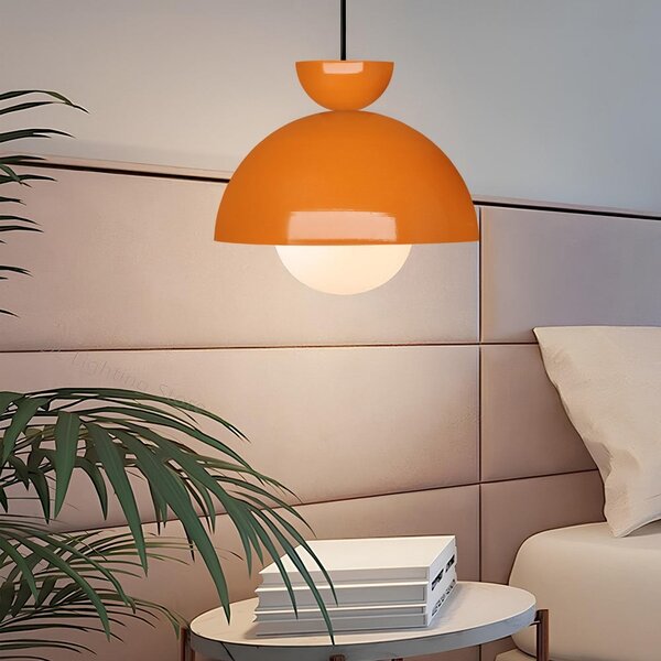 Pomarańczowa lampa wisząca z metalowym kloszem ø 25 cm Arta – Opviq lights