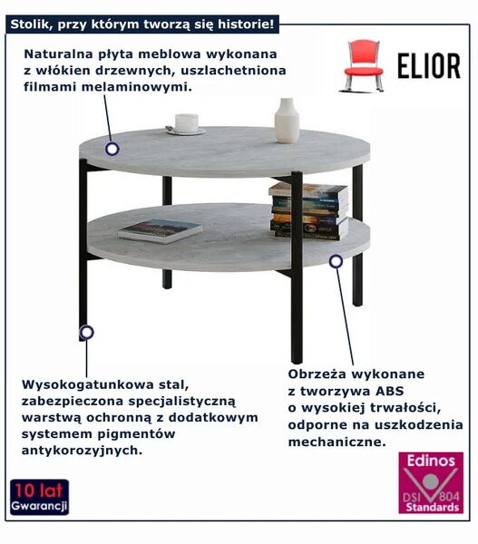 Okrągły stolik kawowy beton D3-N64