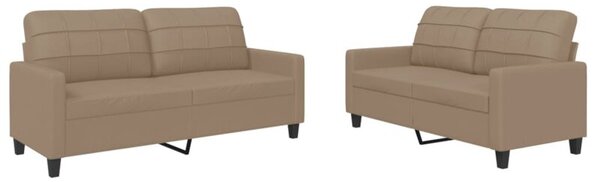 Sofa 2-osobowa z poduszkami, cappuccino, sztuczna skÃ³ra
