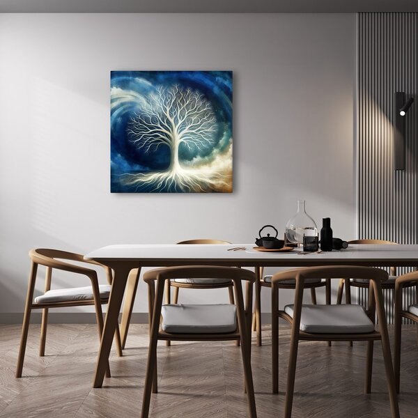 Obraz drzewo życia w niebieskim wirze
