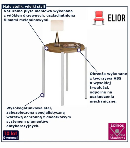 Okrągły stolik kawowy dąb lancelot F9-D95