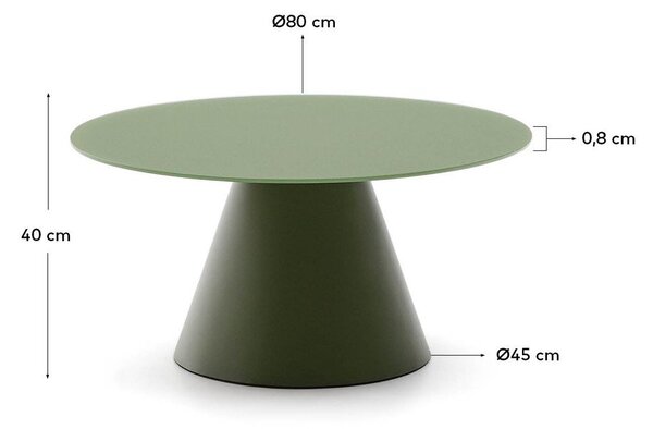 Zielony okrągły stolik ze szklanym blatem ø 80 cm Wilshire – Kave Home
