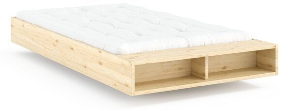 Łóżko jednoosobowe z litego drewna sosnowego bez zagłówka ze stelażem 120x200 cm w naturalnym kolorze Merge – Karup