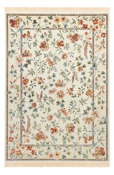 Kremowy dywan z wiskozy 95x140 cm Oriental Flowers – Nouristan