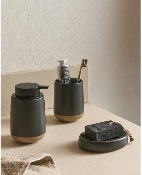 Ciemnoszary kubek na szczoteczki do zębów ceramiczny Silma – Kave Home