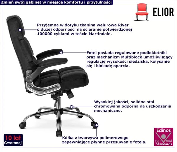 Nowoczesny czarny biurowy fotel gabinetowy C3-A35