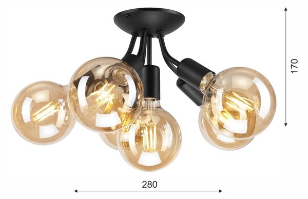 Czarna lampa sufitowa bez klosza Viggo – LAMKUR