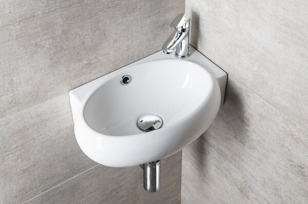 Biała ceramiczna umywalka 43x28,5 cm Ribera – Sapho