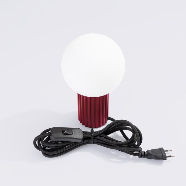 Bordowa lampa stołowa ze szklanym kloszem (wysokość 19 cm) Orbital – Sollux
