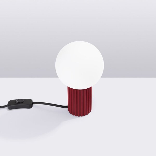 Bordowa lampa stołowa ze szklanym kloszem (wysokość 19 cm) Orbital – Sollux