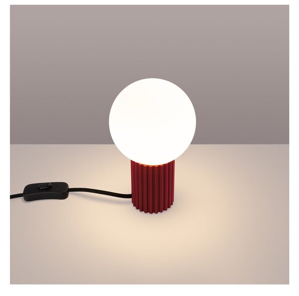 Bordowa lampa stołowa ze szklanym kloszem (wysokość 19 cm) Orbital – Sollux