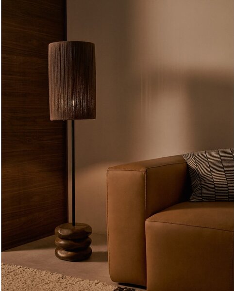 Lampa stołowa z litego drewna akacjowego w ciemnym naturalnym kolorze (wysokość 147 cm) Kor – Kave Home