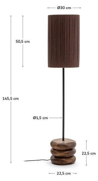 Lampa stołowa z litego drewna akacjowego w ciemnym naturalnym kolorze (wysokość 147 cm) Kor – Kave Home