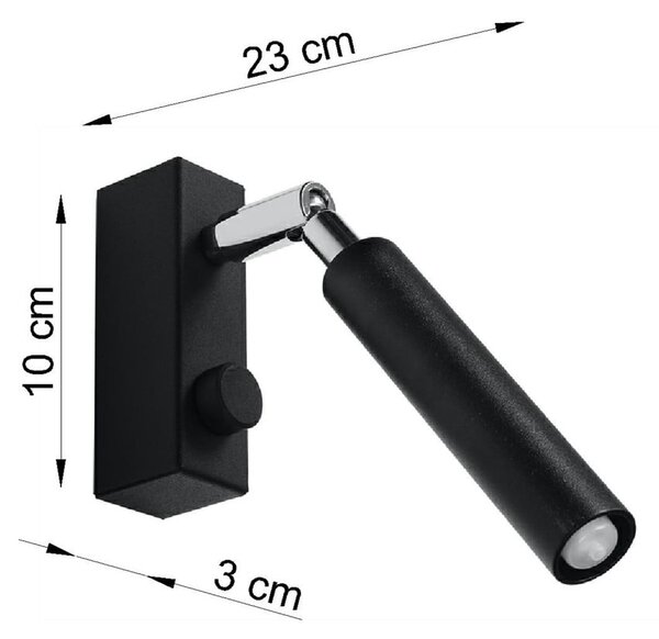 Czarna lampa punktowa 10x3 cm Tiden – Sollux