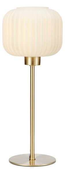 Lampa stołowa w kolorze bieli i mosiądzu Markslöjd Sober