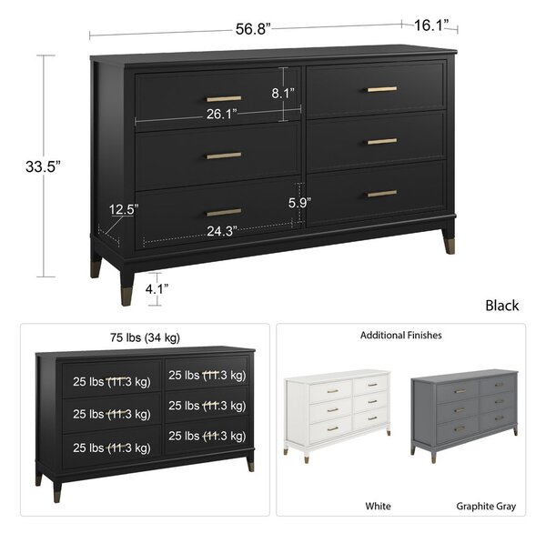 Biała komoda 144x85x41 cm Westerleigh – Støraa